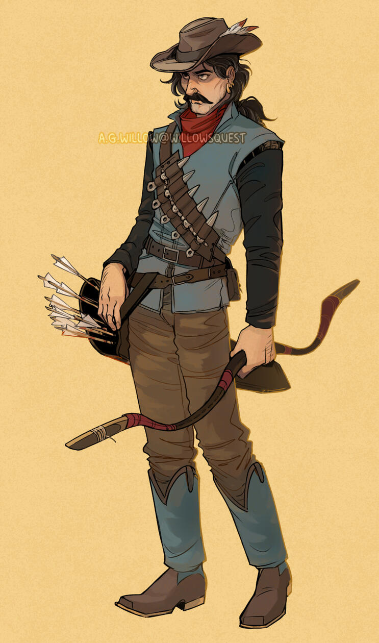 male human ranger TTRPG art D&D dnd dungeons and dragons willowsquest @willowsquest A.G.Willow